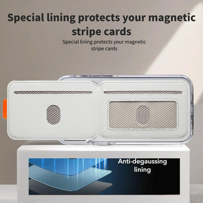 Luxury Leather Cellphone Magsafe Magnetic Card Holder For IPhone 14 13 15 16 17 Pro Max 16Plus RFID Anti-Skimming Bank ID Card - Smarsty