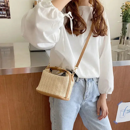 Straw Handbag Crossbody Tote For Summer Beach Style - Smarsty