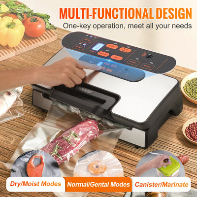 SucceBuy 90Kpa 130W Vacuum Sealer Food Packaging Machine with Free 10pcs Vacuum bags for Household Kitchen Vacuum Food Sealing - Smarsty