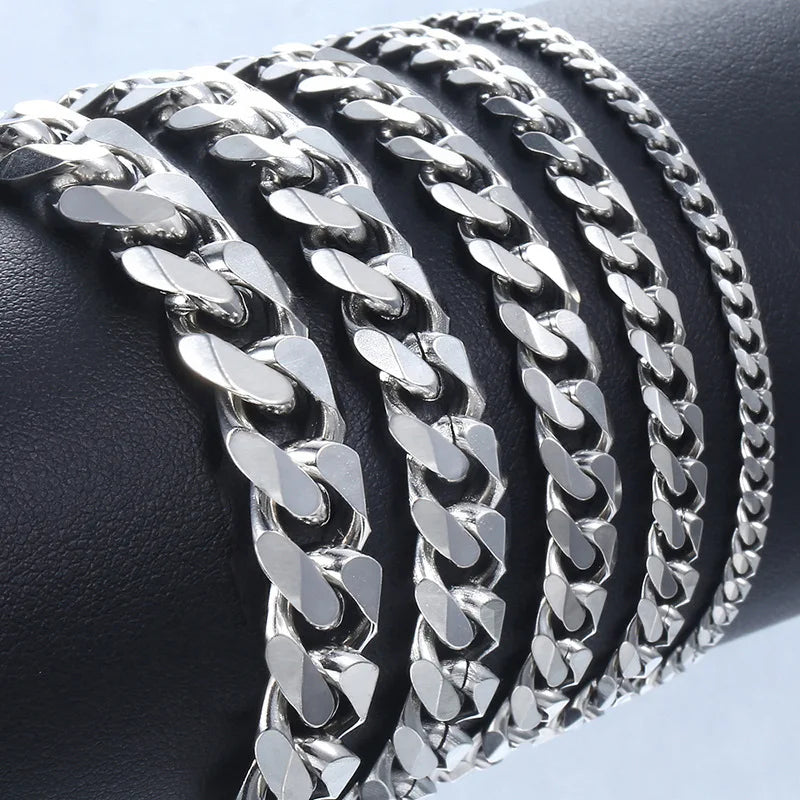 Trendy Stainless Steel Cuban Chain Bracelet for Men - Smarsty