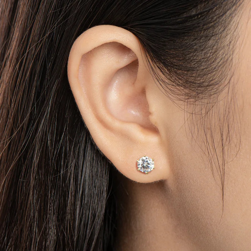 Moissanite Studs 0.5 To 2Ct Sterling Silver Screw Back - Smarsty