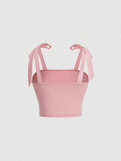 Solid Tie Shoulder Ruched Wide Strap Slim Fit Crop Top Women Clothing Summer 2025 Y2K Clothes Pink Backless Camis Top Streetwear
