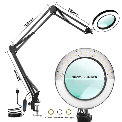 Illuminated Magnifier with 72 LED Lights and 8X/10X Magnification - Smarsty