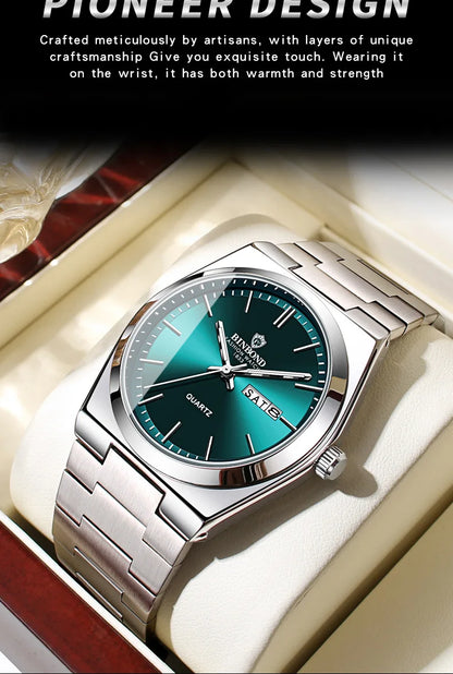 Luxury Stainless Steel Men's Watch with Double Calendar - Smarsty