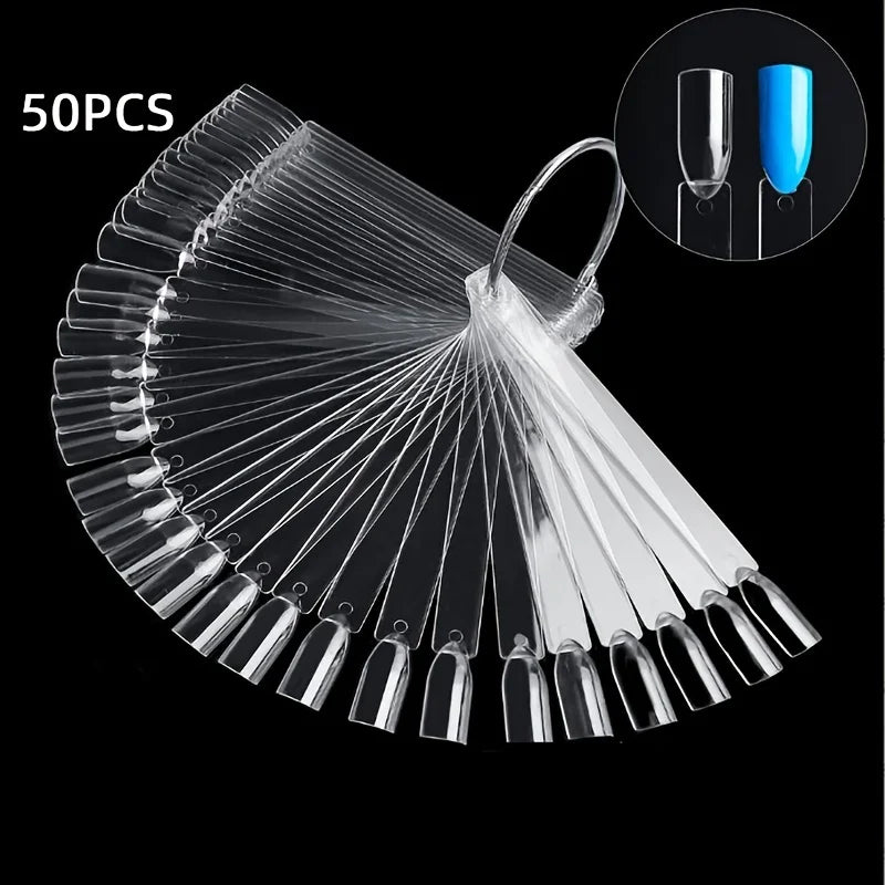50Pcs Clear Nail Sample Sticks for Art Practice - Smarsty