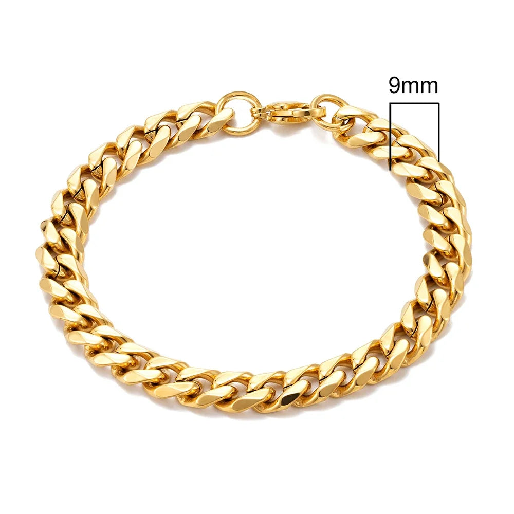 MKENDN 3-11mm Silver Stainless Steel Curb Link Bracelet - Smarsty
