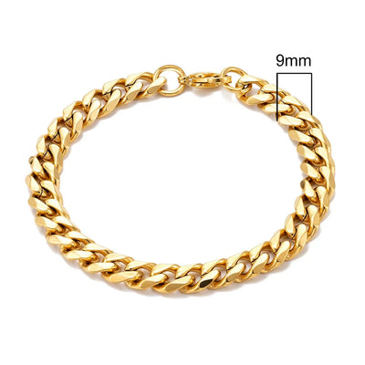 MKENDN 3-11mm Silver Stainless Steel Curb Link Bracelet - Smarsty