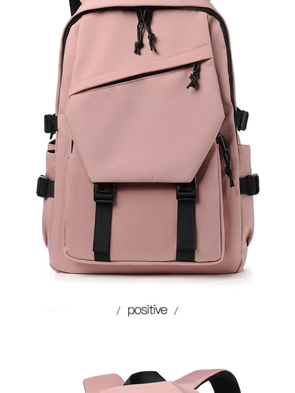 One 15 Inch Polyester Waterproof Solid Color Simple Men's Backpack Fashion Couple Student Computer Backpack