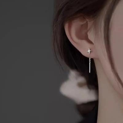 925 Sterling Silver Star Earrings with Tassel Design for Women - Smarsty