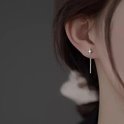 925 Sterling Silver Star Earrings with Tassel Design for Women - Smarsty