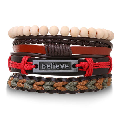 Men’s Leather Braided Bracelets Vintage Ethnic Wristband - Smarsty