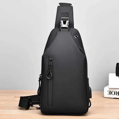 Mens Nylon Chest Bag With USB Charging Compact Crossbody - Smarsty