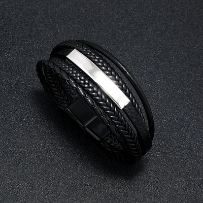 Trendy Leather Bracelets For Men Multilayer Braided Rope - Smarsty
