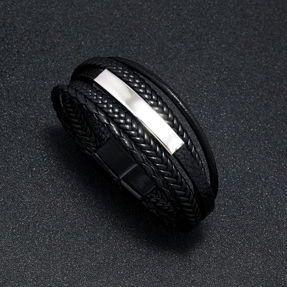 Trendy Leather Bracelets For Men Multilayer Braided Rope - Smarsty