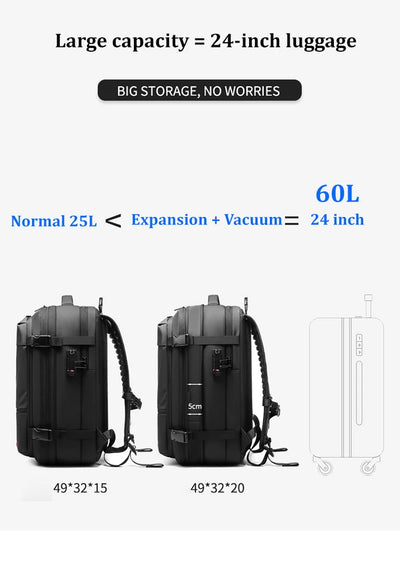 Men Travel Backpack vacuum compression 17 inch Laptop Backpack Business Large Capacity school Backpack Expanded Hiking backpack - Smarsty