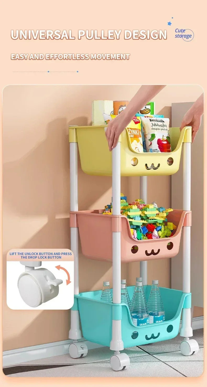 Storage Trolley Bookshelf Snack Rack For Children Storage Organizer Bathroom Accessories Closet Organizer Toy Kitchen Storage by Smarsty