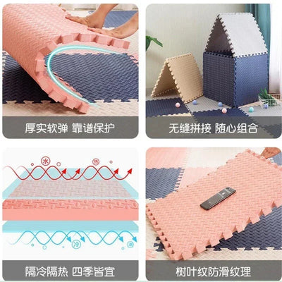 12pcs Foam Baby Play Mat Puzzle Mat Kids Interlocking Exercise Tiles Rugs Floor Tiles Toy Carpet Soft Carpet 30*30*1cm - Smarsty