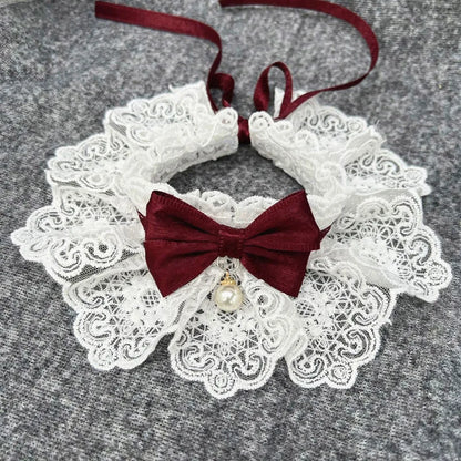 Cute Cat and Dog Tie Pet Drool Towel with Lace - Smarsty