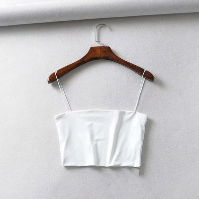 2024 Summer Women's Crop Top Sexy Elastic Cotton Camis sleeveless Short Tank Top Bar - Smarsty