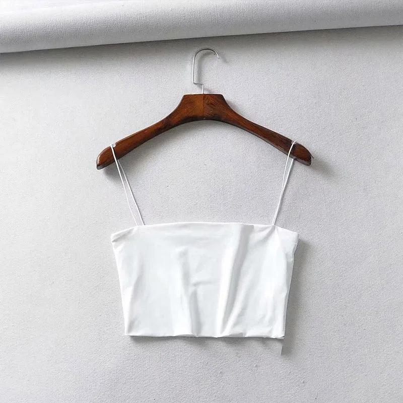 2024 Summer Women's Crop Top Sexy Elastic Cotton Camis sleeveless Short Tank Top Bar