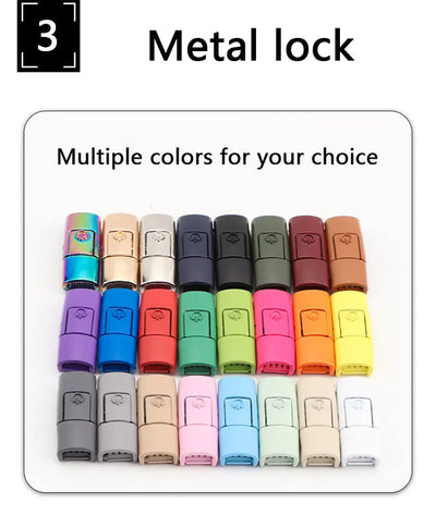 Colorful Press Lock No Tie Shoelace Elastic Shoelaces for Sneakers Sport Tieless Elastic Shoe Laces One Size Fit All Adult Kids - Smarsty