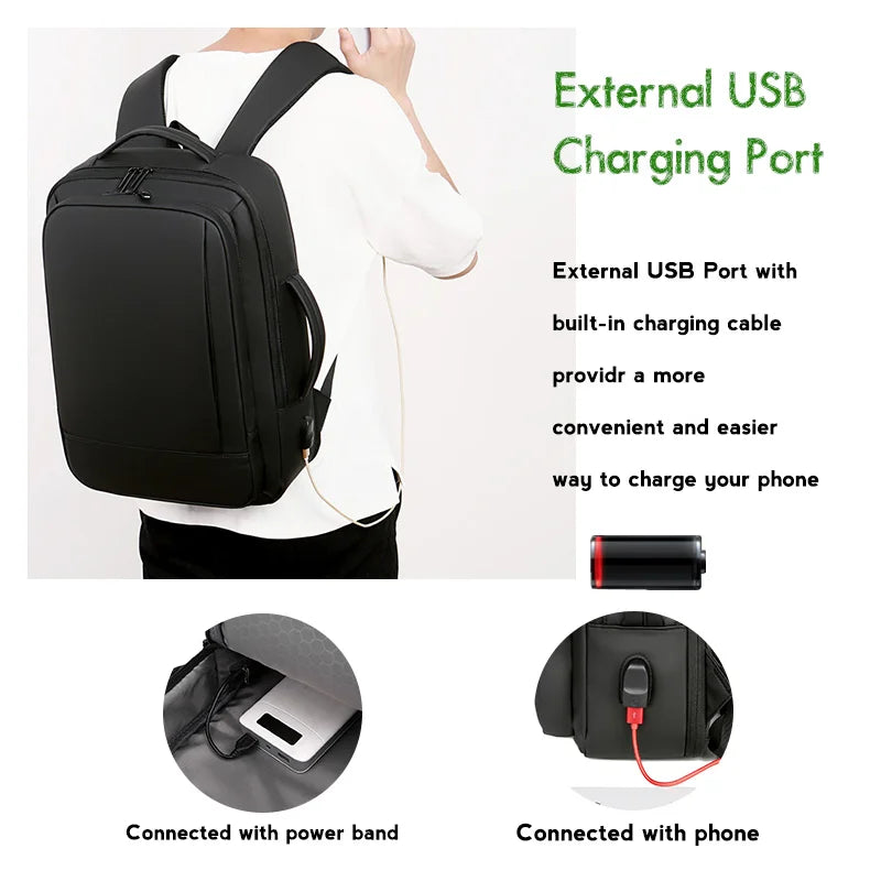 1Pcs Expandable Travel Backpack, Business casual men's backpack,with USB charging,waterproof fabric,suitable for daily commuting - Smarsty