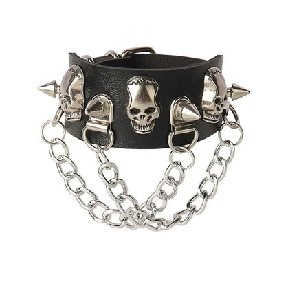 Adjustable PU Leather Studded Punk Bracelet for Men Women - Smarsty