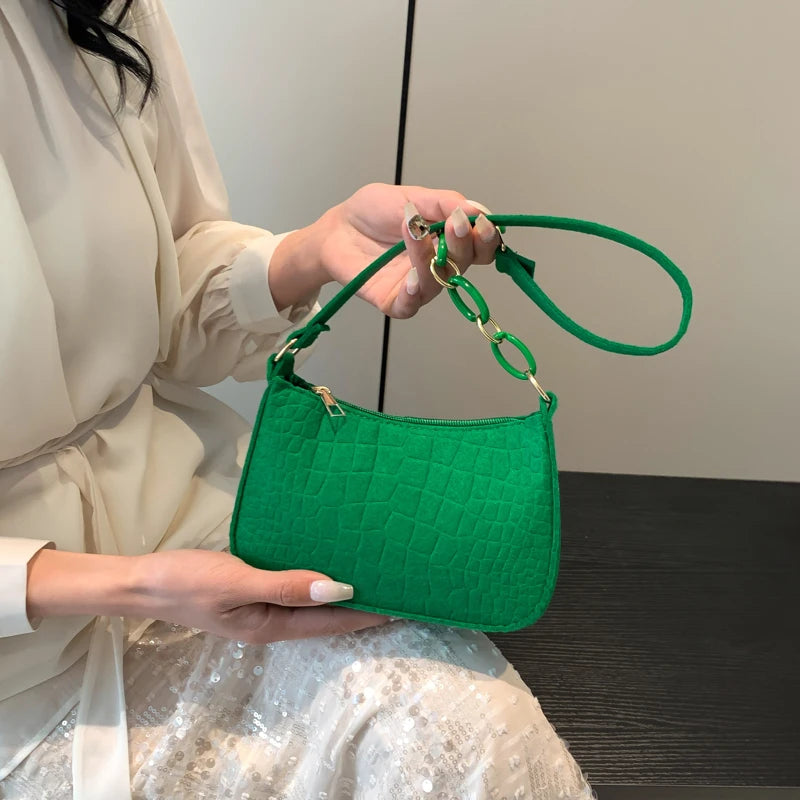Felt Shoulder Bag For Women Crescent Saddle Purse Design - Smarsty