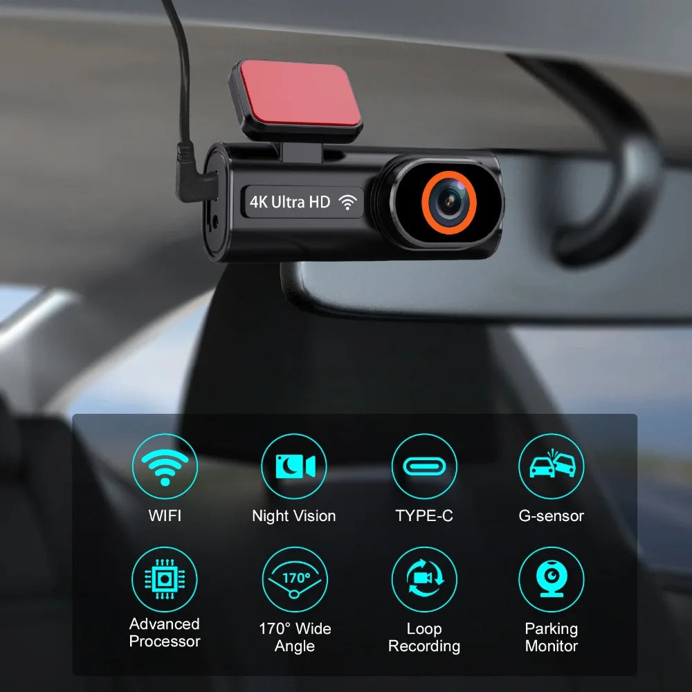 4K Dash Cam Ultra HD Car Front Night Vision Parking - Smarsty