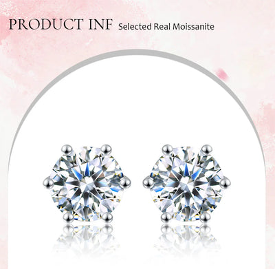 Certified D Color Moissanite Stud Earrings Gold Plated - Smarsty
