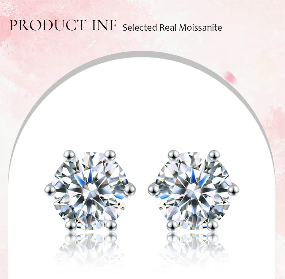 Certified D Color Moissanite Stud Earrings Gold Plated - Smarsty