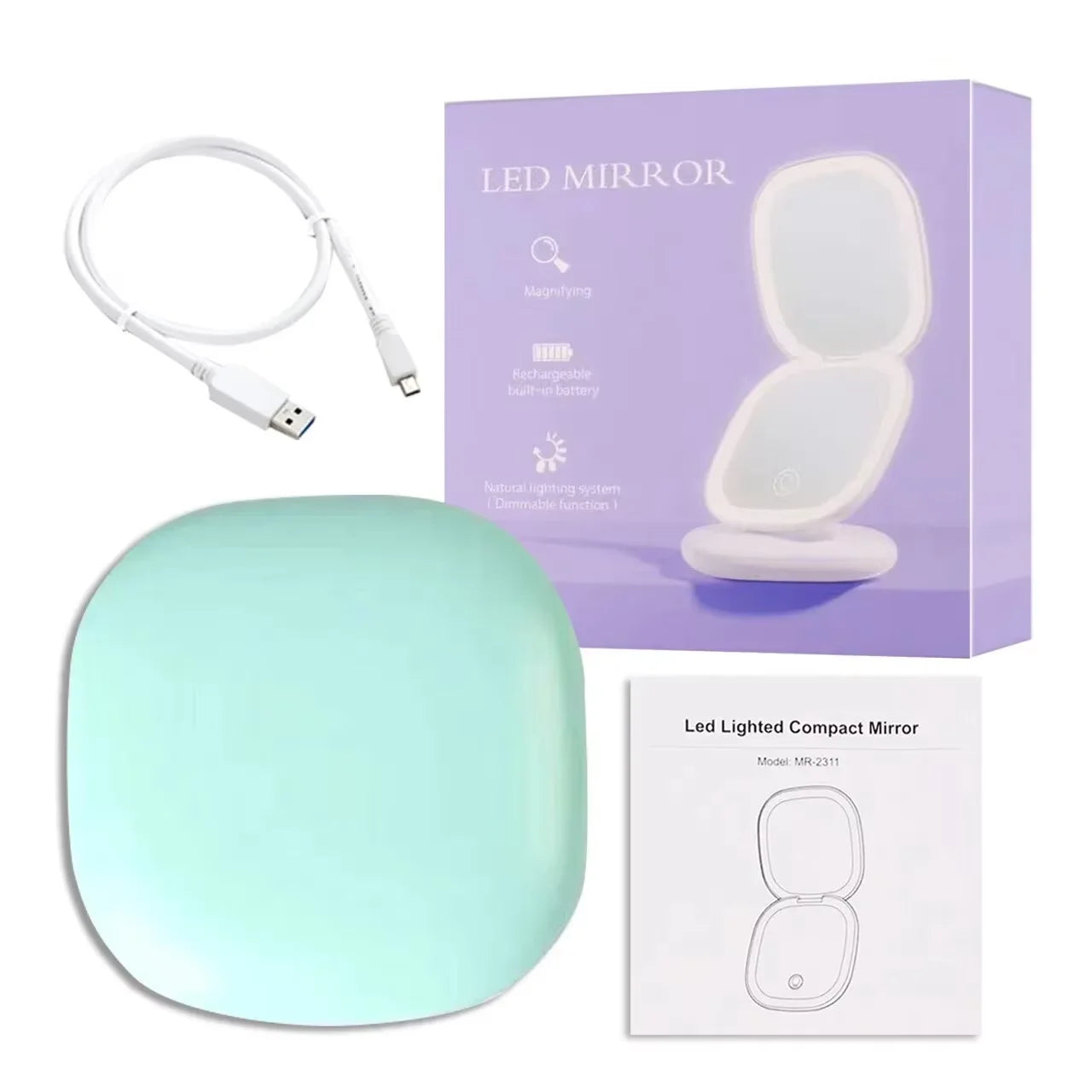 Compact LED Makeup Mirror with 5X Magnification and Dual Sides - Smarsty