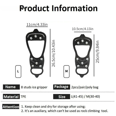 8 Teeth Ice Gripper Spike for Shoes Winter Outdoor Anti-Slip Hiking Mountain Climbing Ice Snow Crampons Anti-slip Shoe Covers - Smarsty