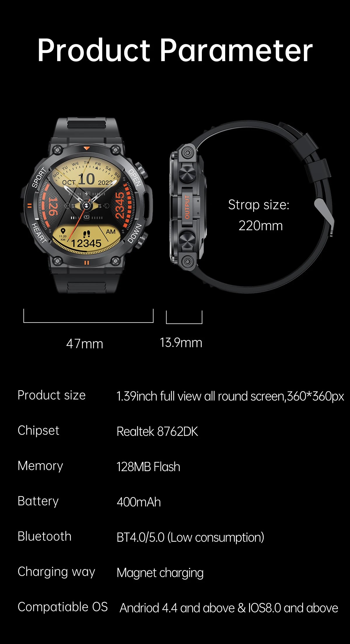 K56Pro Smart Watch for Men with Heart Rate Monitor - Smarsty