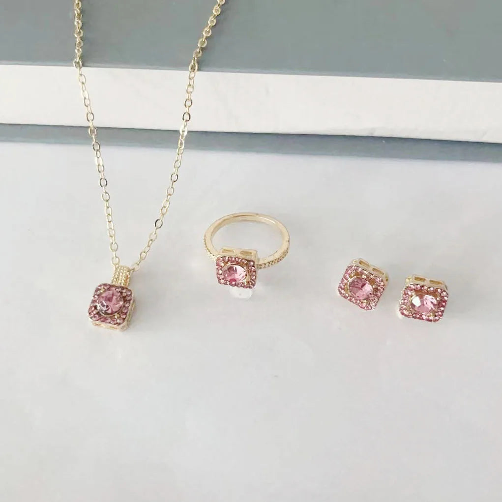 Luxury Cube Jewelry Set for Women with Necklace and Earrings - Smarsty