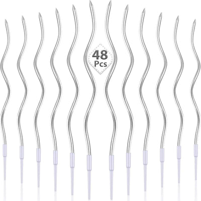 6/12/48pcs/1case Birthday Candles Spiral Cake Candles  Long Thin Cake Candles For Wedding Party And Cake Decoration - Smarsty