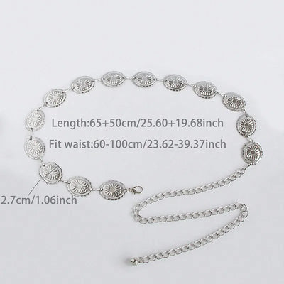 Silver Retro Waist Chain Belt Thin Metal Accessory - Smarsty