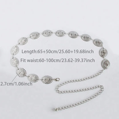 Silver Retro Waist Chain Belt Thin Metal Accessory - Smarsty
