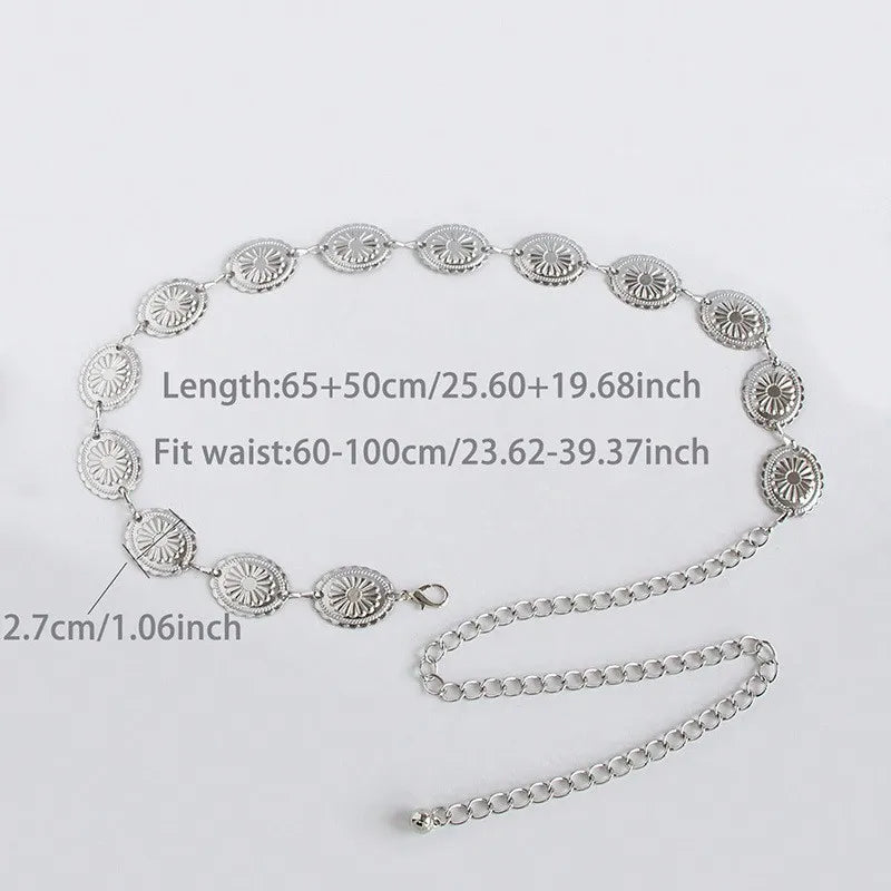 Silver Retro Waist Chain Belt Thin Metal Accessory - Smarsty
