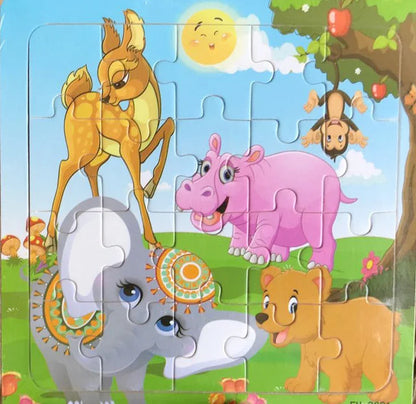 New 20 Piece Wooden 3d Puzzle Cartoon Animal Vehicle Jigsaw Puzzle Montessori Educational Toys For Kids Baby 1 2 3 Years by Smarsty