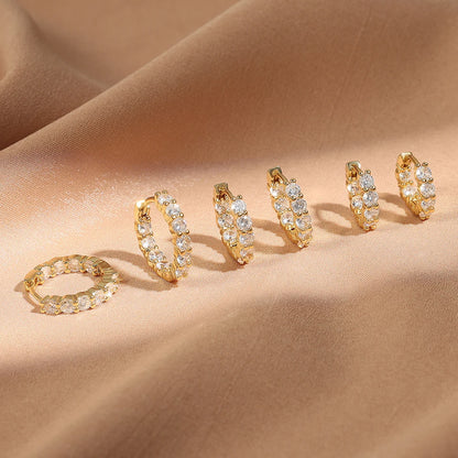 Shiny Zircon Huggie Earrings Tiny Cartilage Hoops Gift - Smarsty