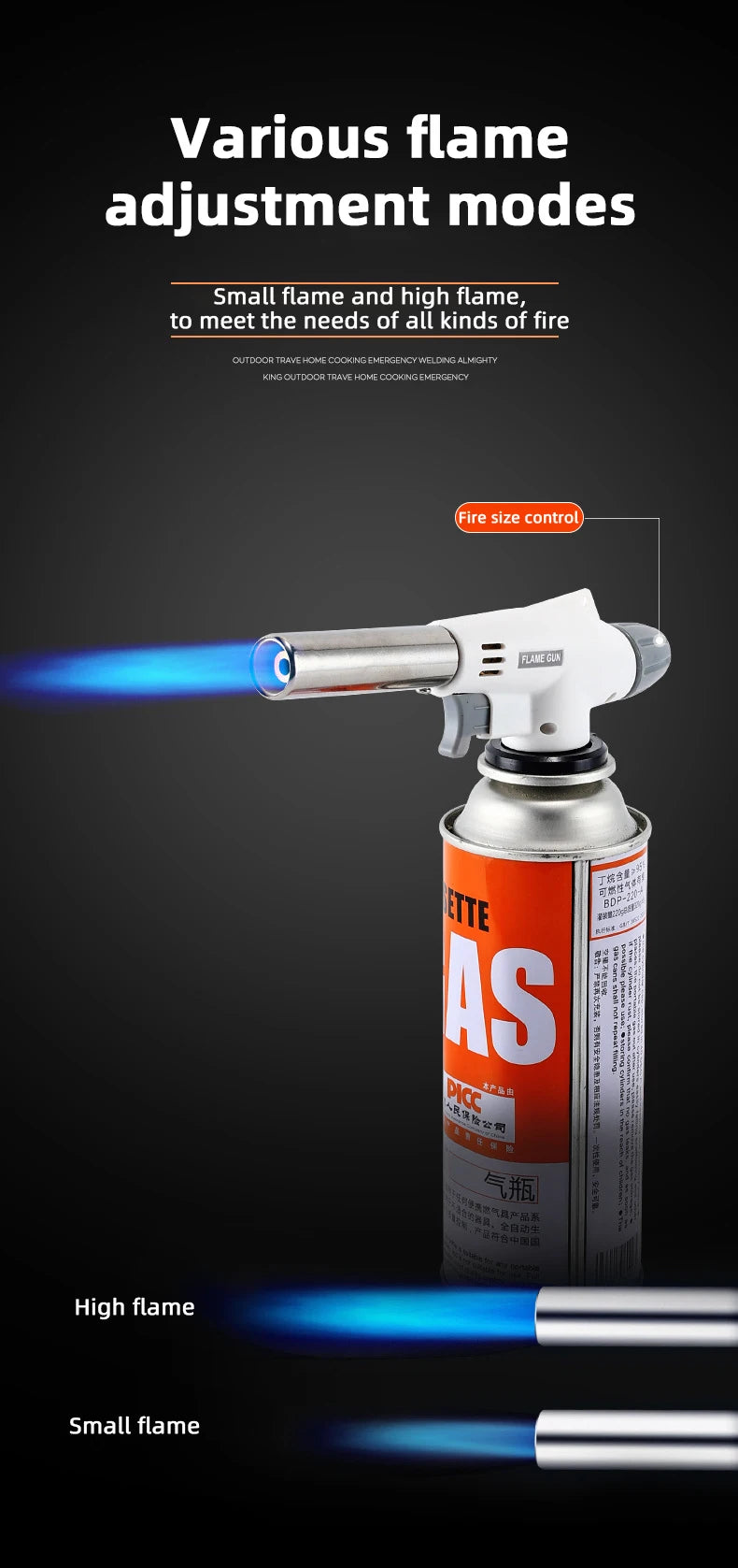 Flame Gun Torch Cooking Autolgnition Butane Gas Welding-Burner Welding Gas Burner Flame Gas Torch Blow for BBQ Camping Cookin