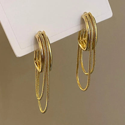 Metal Geometric Tassel Earrings for Women's Wedding Accessories - Smarsty