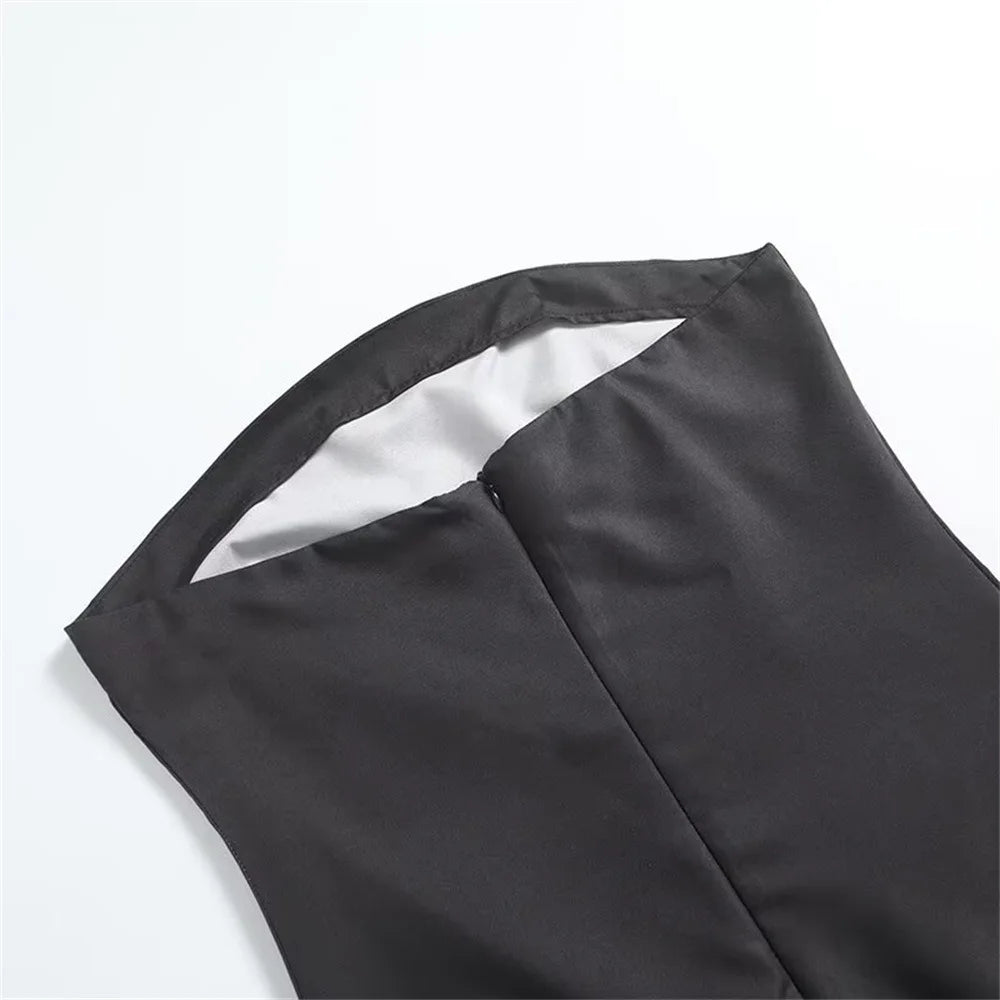 Sexy Strapless Backless Printed Long Dress Women Fashion Sleeveless Off Shoulder Vestidos 2024 Summer Lady Party Evening Robes - Smarsty