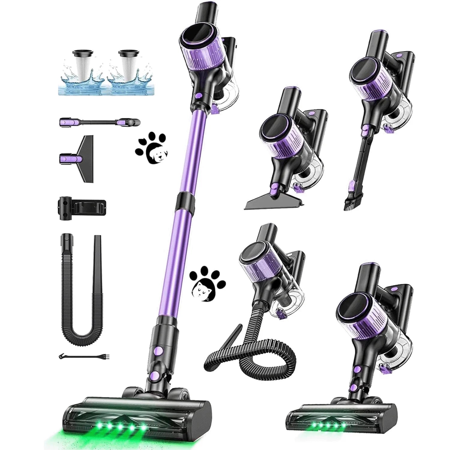 Cordless Vacuum Cleaner, 55Kpa/500W/45min 10 in 1 Powerful Stick Lightweight Vacuum Cleaner for Home Pet Hair/Hard Floor/Carpet - Smarsty