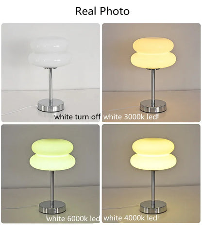 Trichromatic Dimming Macaron Glass Table Lamp for Cozy Bedrooms - Smarsty