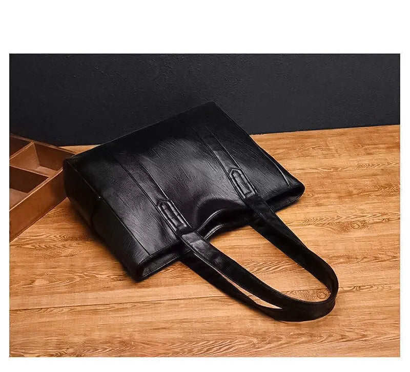 Vintage Large Capacity Tote Bag Vegan Leather For Commute - Smarsty