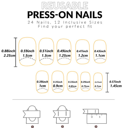 24PCS French Almond Fake Nails with Pearl Trim - Smarsty