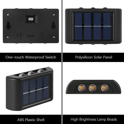 Solar LED Wall Light for Outdoor Garden Illumination - Smarsty