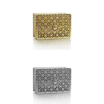 Mini Silver Jewelry Box Set with Flower Design - Smarsty